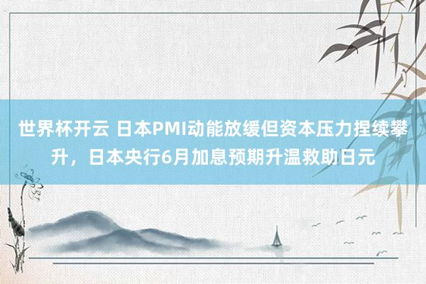 世界杯开云 日本PMI动能放缓但资本压力捏续攀升，日本央行6月加息预期升温救助日元