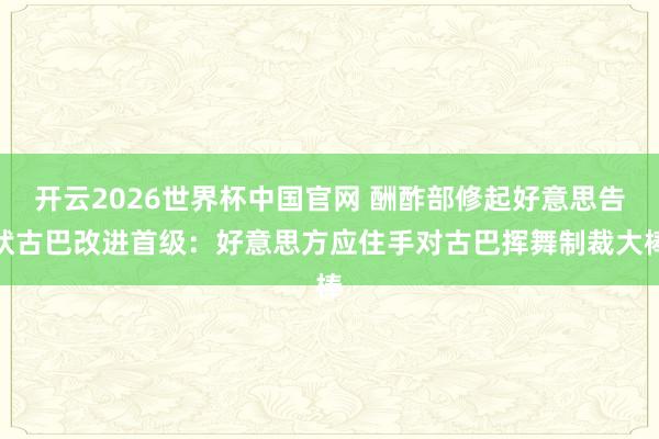 开云2026世界杯中国官网 酬酢部修起好意思告状古巴改进首级：好意思方应住手对古巴挥舞制裁大棒