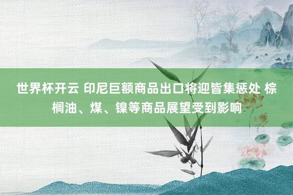 世界杯开云 印尼巨额商品出口将迎皆集惩处 棕榈油、煤、镍等商品展望受到影响