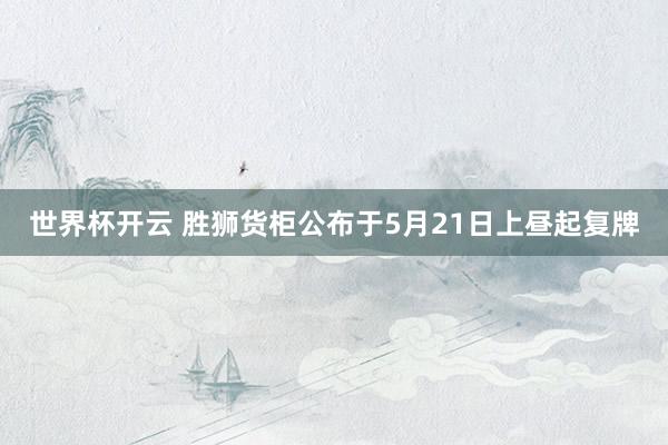 世界杯开云 胜狮货柜公布于5月21日上昼起复牌