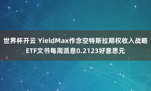 世界杯开云 YieldMax作念空特斯拉期权收入战略ETF文书每周派息0.2123好意思元