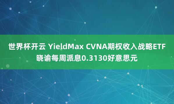 世界杯开云 YieldMax CVNA期权收入战略ETF晓谕每周派息0.3130好意思元