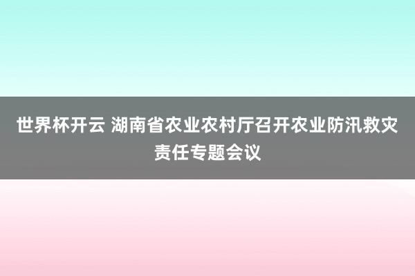 世界杯开云 湖南省农业农村厅召开农业防汛救灾责任专题会议