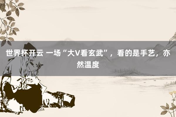 世界杯开云 一场“大V看玄武”，看的是手艺，亦然温度