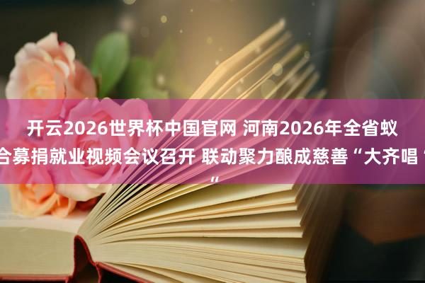 开云2026世界杯中国官网 河南2026年全省蚁合募捐就业视频会议召开 联动聚力酿成慈善“大齐唱“
