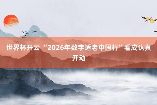 世界杯开云 “2026年数字适老中国行”看成认真开动
