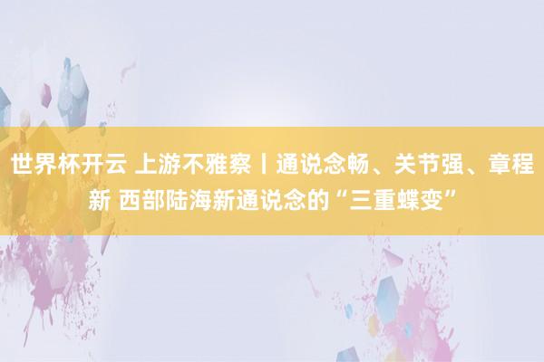 世界杯开云 上游不雅察丨通说念畅、关节强、章程新 西部陆海新通说念的“三重蝶变”