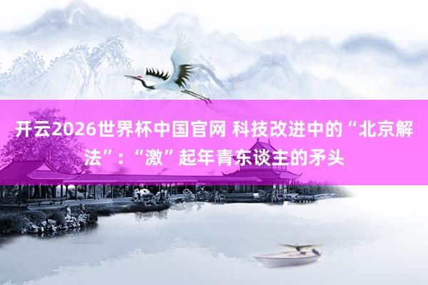 开云2026世界杯中国官网 科技改进中的“北京解法”: “激”起年青东谈主的矛头
