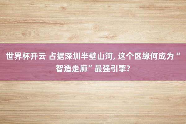 世界杯开云 占据深圳半壁山河， 这个区缘何成为“智造走廊”最强引擎?