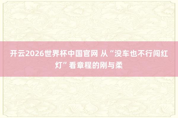 开云2026世界杯中国官网 从“没车也不行闯红灯”看章程的刚与柔