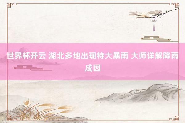 世界杯开云 湖北多地出现特大暴雨 大师详解降雨成因