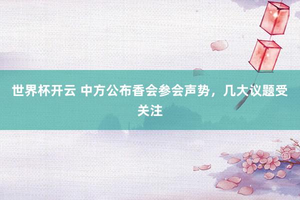世界杯开云 中方公布香会参会声势，几大议题受关注
