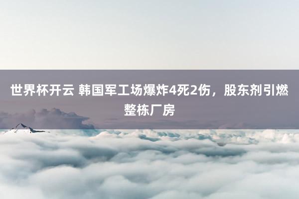 世界杯开云 韩国军工场爆炸4死2伤，股东剂引燃整栋厂房
