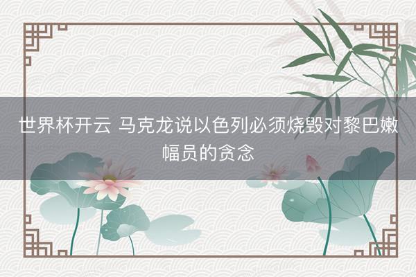 世界杯开云 马克龙说以色列必须烧毁对黎巴嫩幅员的贪念