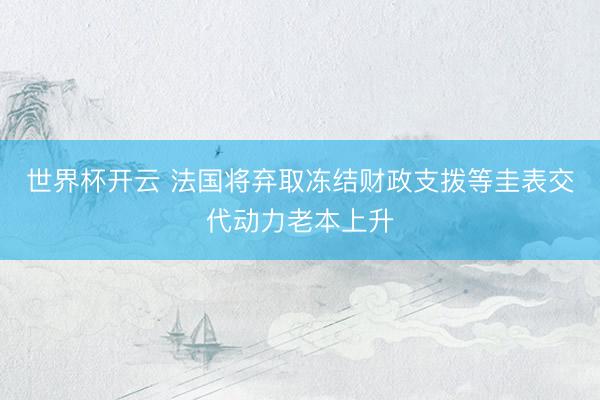 世界杯开云 法国将弃取冻结财政支拨等圭表交代动力老本上升
