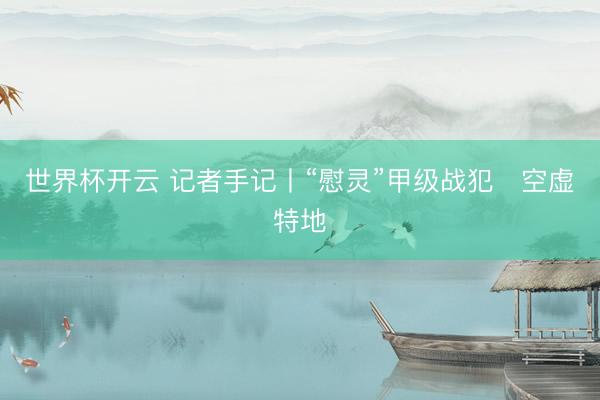 世界杯开云 记者手记丨“慰灵”甲级战犯　空虚特地